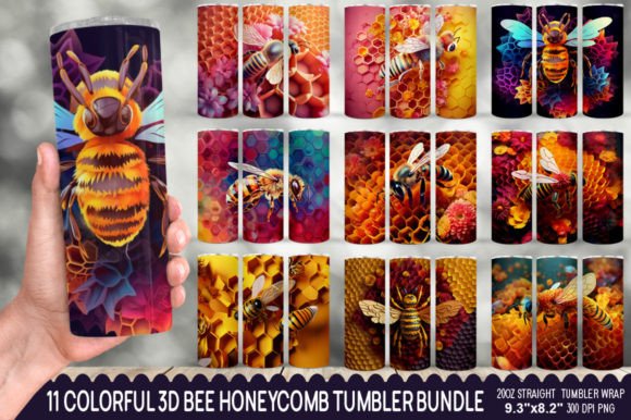 11 Bee Honeycomb Tumbler Bundle: A Buzzworthy Design Asset