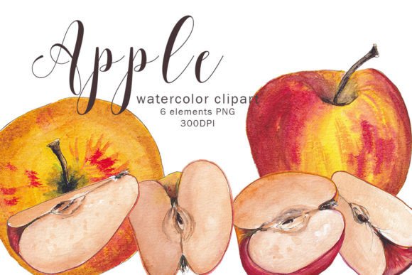 Apple Watercolor Clipart: Vibrant Fruit PNGs for Design