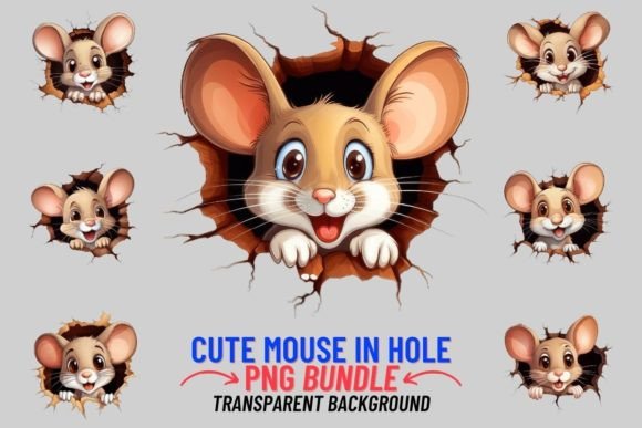 Bring Whimsical Charm to Your Projects with Cute Mouse in Hole PNGs