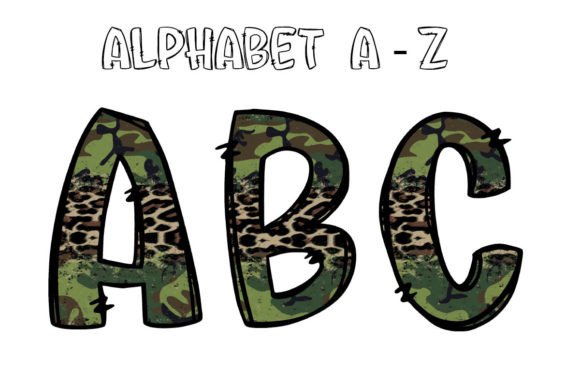 Camo Alphabet Letters Sublimation Doodle: Bold Graphic Style