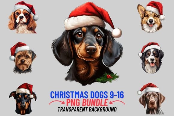 Christmas Dogs in Hats Sublimation 9-16: Festive Design Assets