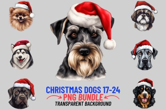 Christmas Dogs in Hats Sublimation: Festive Canine Art