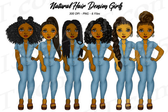 Denim Fashion Black Woman Clipart PNG for Modern Design