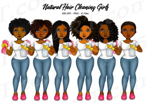 Enrich Your Projects with Natural Hair Cleaning Girls Clipart