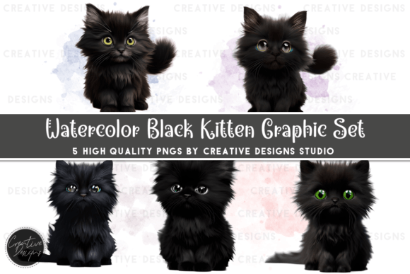 Exploring the Watercolor Black Kittens Graphic Set