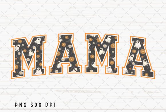 Mama Hippie Ghost Groovy Halloween PNG