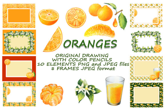 Orange Citrus Fruit: Elements and Frames for Vibrant Design
