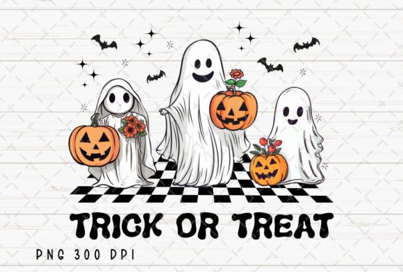 Retro Halloween Charm: The Trick or Treat Ghost PNG
