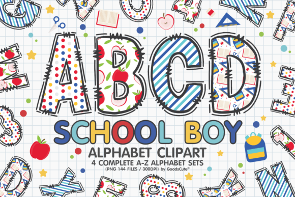 School Boy Alphabet a-Z Letters PNG: A Designer's Asset