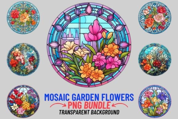 Stained Glass Garden Flowers Sublimation: A Designer's Mosaic Toolkit
