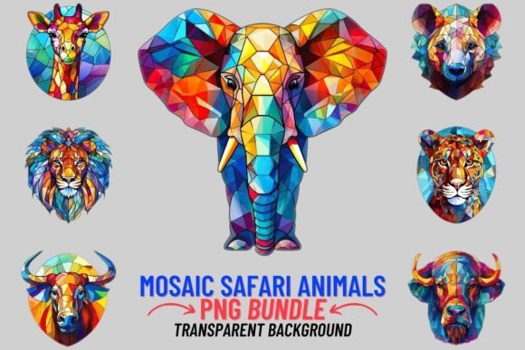 Stained Glass Safari Animals Sublimation: A Bold Design Asset